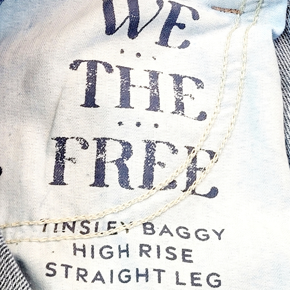 Free People We The Free Tinsley Baggy High Rise Straight Leg Distressed Jeans 31 - Picture 9 of 14
